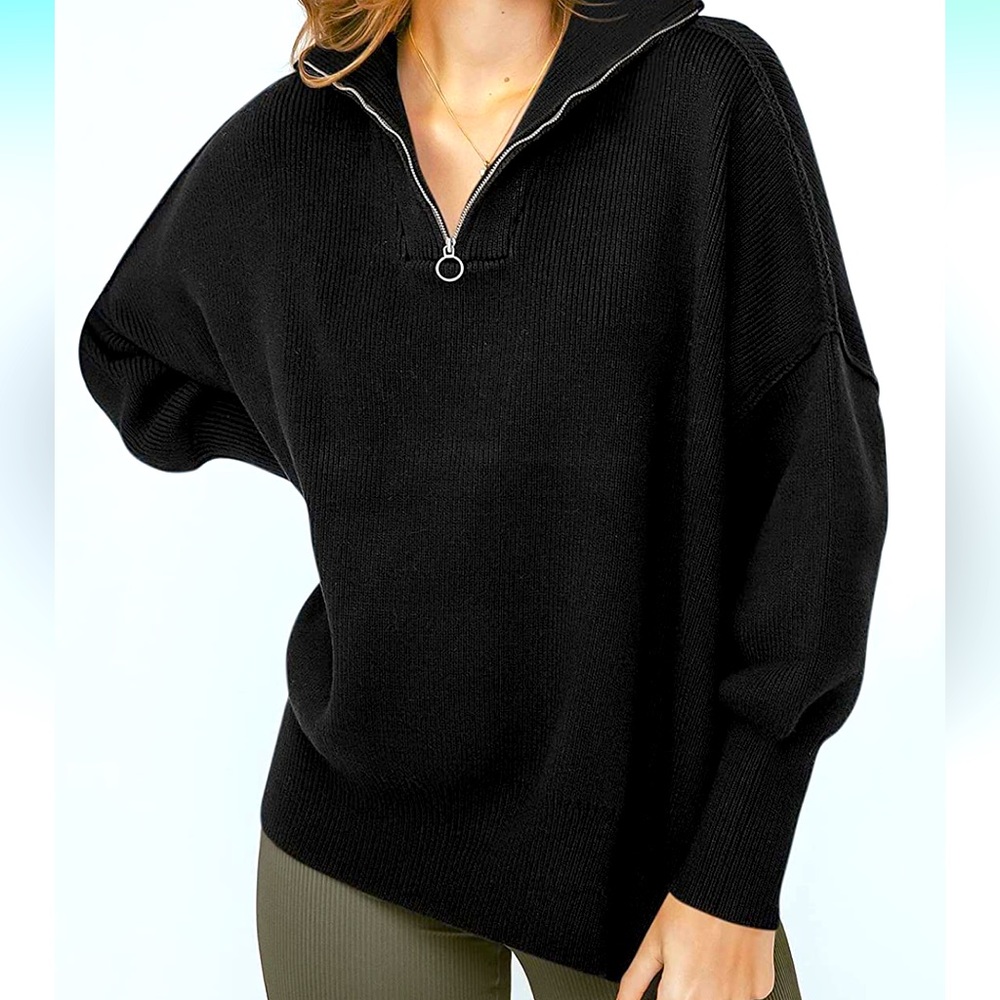 Women's Long Sleeve 1/4 Zipper Collar Oversized Sweatshirt